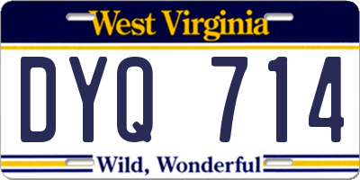 WV license plate DYQ714