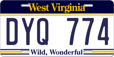 WV license plate DYQ774