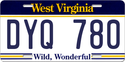 WV license plate DYQ780