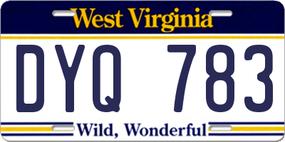 WV license plate DYQ783