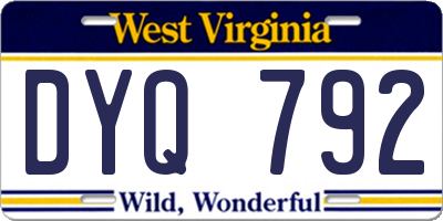 WV license plate DYQ792