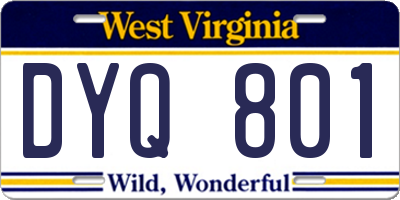 WV license plate DYQ801