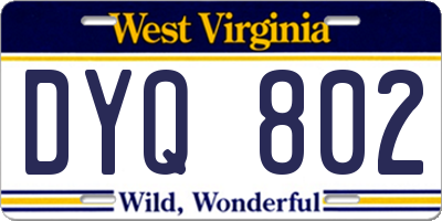 WV license plate DYQ802