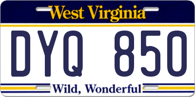 WV license plate DYQ850