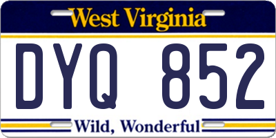 WV license plate DYQ852