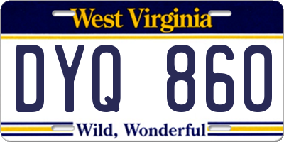 WV license plate DYQ860