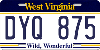 WV license plate DYQ875