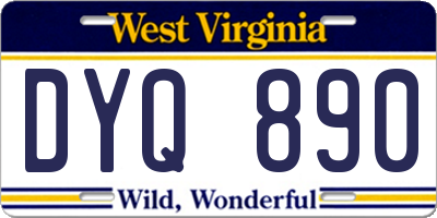 WV license plate DYQ890