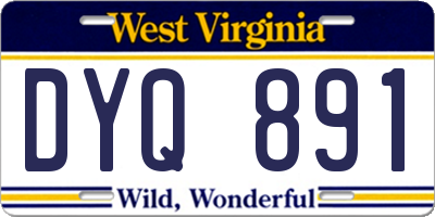 WV license plate DYQ891