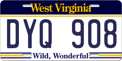 WV license plate DYQ908