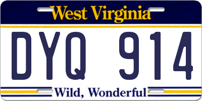 WV license plate DYQ914