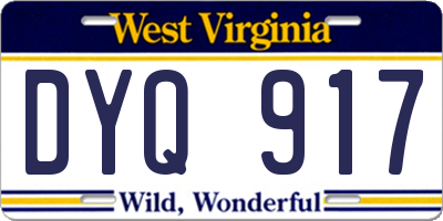 WV license plate DYQ917