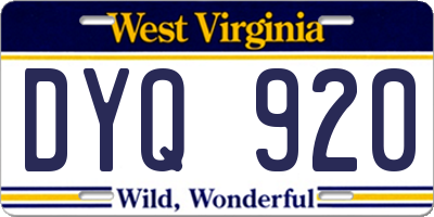 WV license plate DYQ920