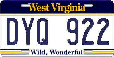 WV license plate DYQ922