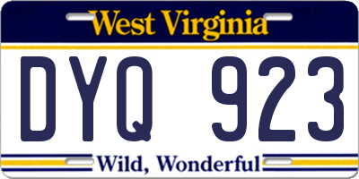 WV license plate DYQ923