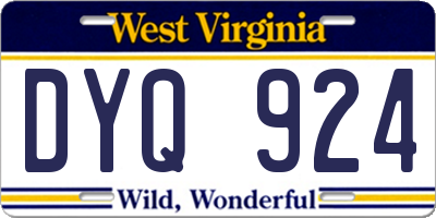 WV license plate DYQ924