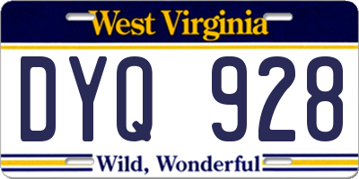 WV license plate DYQ928