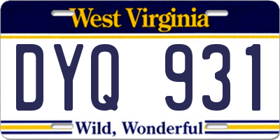 WV license plate DYQ931