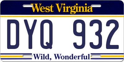 WV license plate DYQ932
