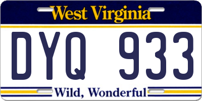 WV license plate DYQ933