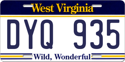 WV license plate DYQ935