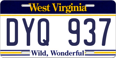 WV license plate DYQ937