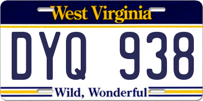 WV license plate DYQ938