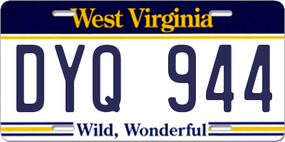 WV license plate DYQ944