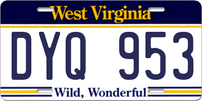 WV license plate DYQ953
