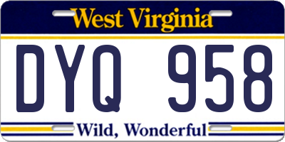 WV license plate DYQ958