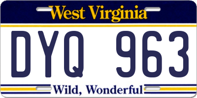 WV license plate DYQ963