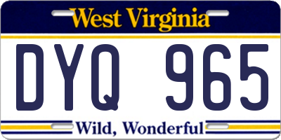 WV license plate DYQ965