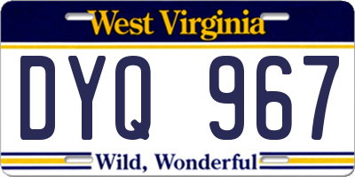 WV license plate DYQ967