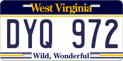WV license plate DYQ972