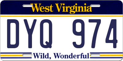 WV license plate DYQ974