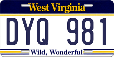 WV license plate DYQ981