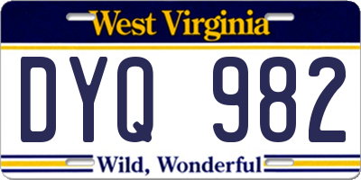 WV license plate DYQ982