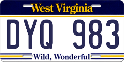 WV license plate DYQ983