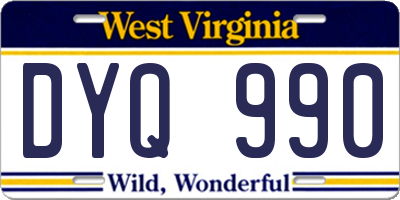 WV license plate DYQ990