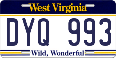 WV license plate DYQ993