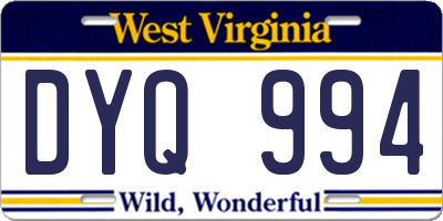 WV license plate DYQ994