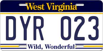 WV license plate DYR023