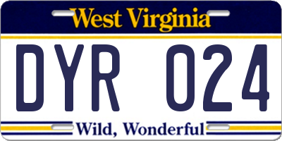 WV license plate DYR024