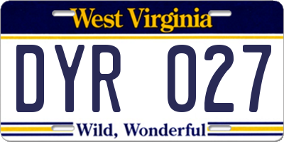 WV license plate DYR027