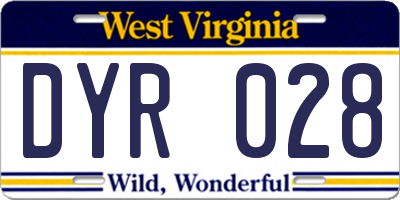 WV license plate DYR028