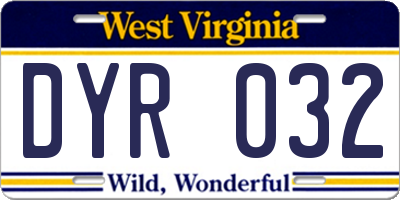 WV license plate DYR032