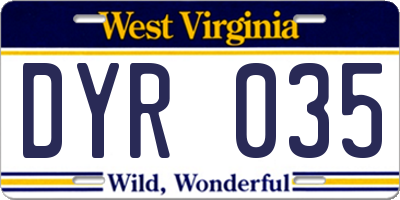 WV license plate DYR035