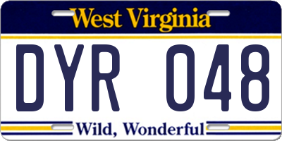 WV license plate DYR048
