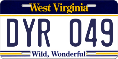 WV license plate DYR049