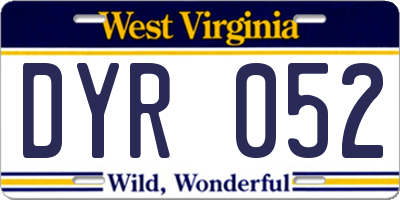 WV license plate DYR052